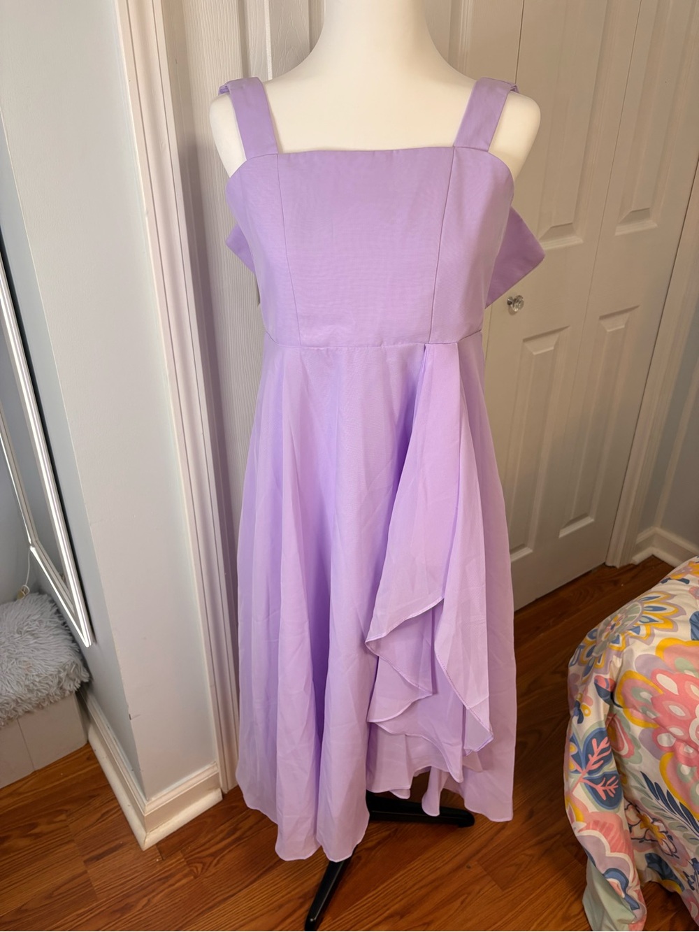 Lilac Girls' Party Dress with Ruffle Skirt